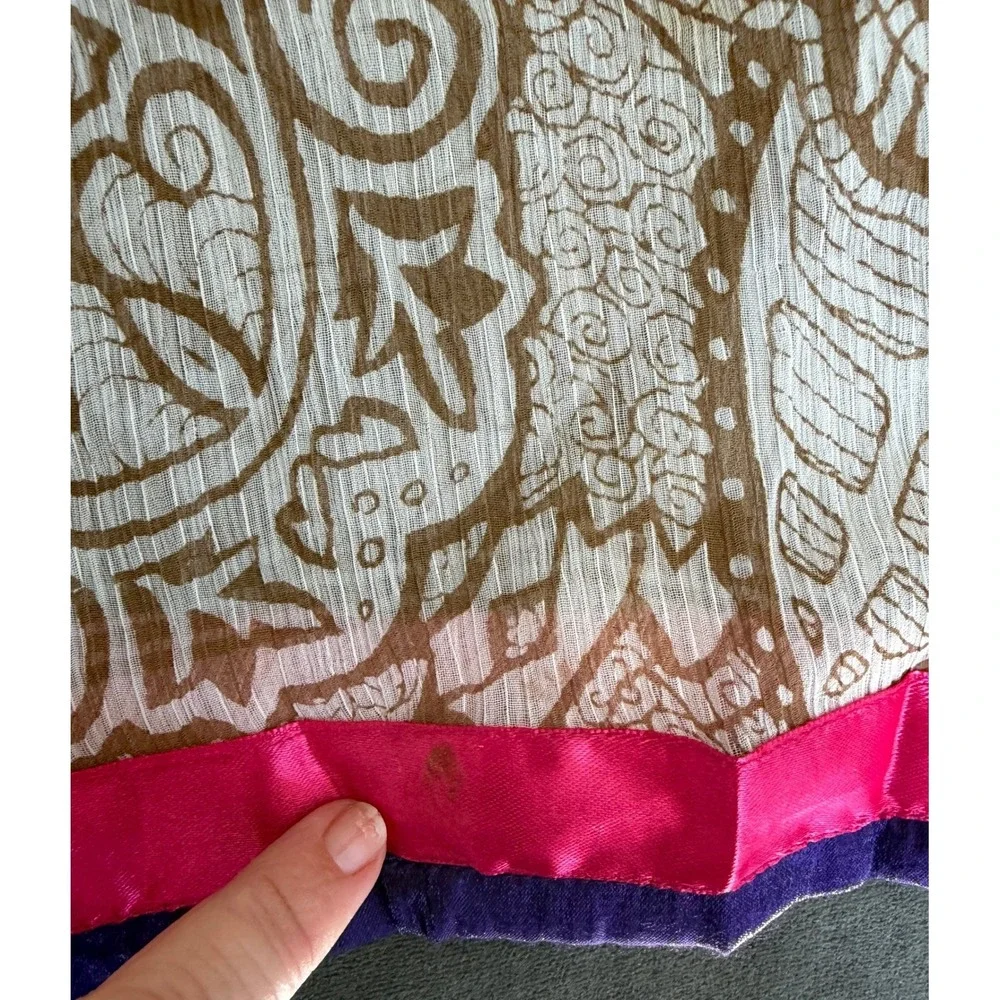Bohemian Paisley Scarf Womens OS Ivory Tan Purple Festival Whimsigoth Fairycore